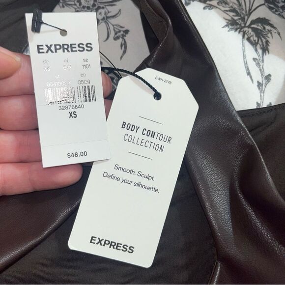 Express brown leather cropped tank top size XS NEW - Picture 3 of 3